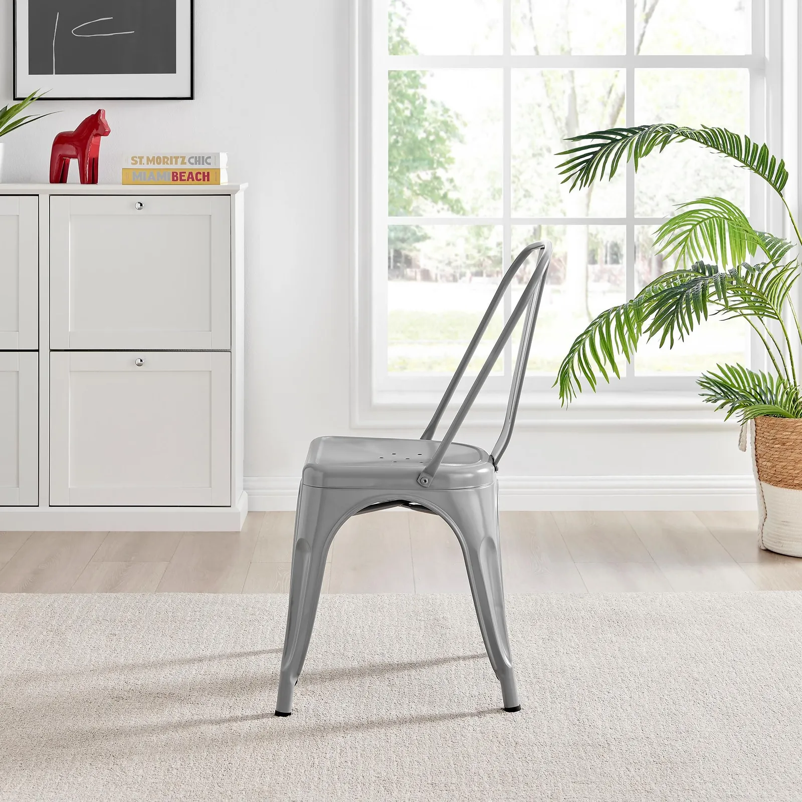 FurnitureboxUK Set of 2 Colton Industrial Steel Stackable Tolix Style Dining Chairs in Grey 5