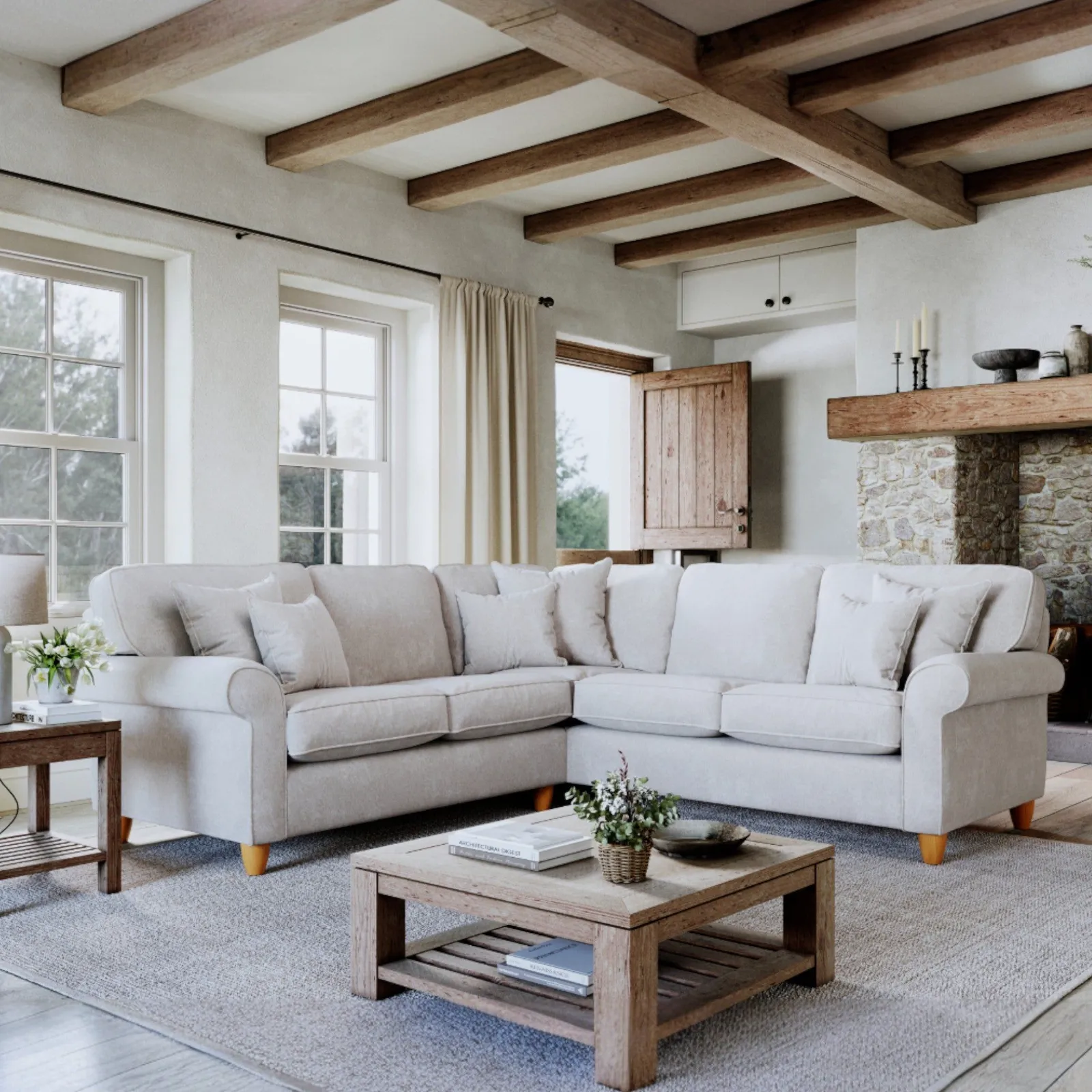The Great Sofa Company Flora 2 Corner 2 Sofa Glory Pearl in Light Beige