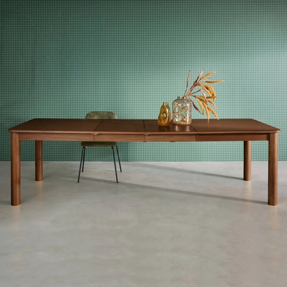sweeek 6-10 seater rectangular extendable dining table, rubberwood & oak in Dark Brown