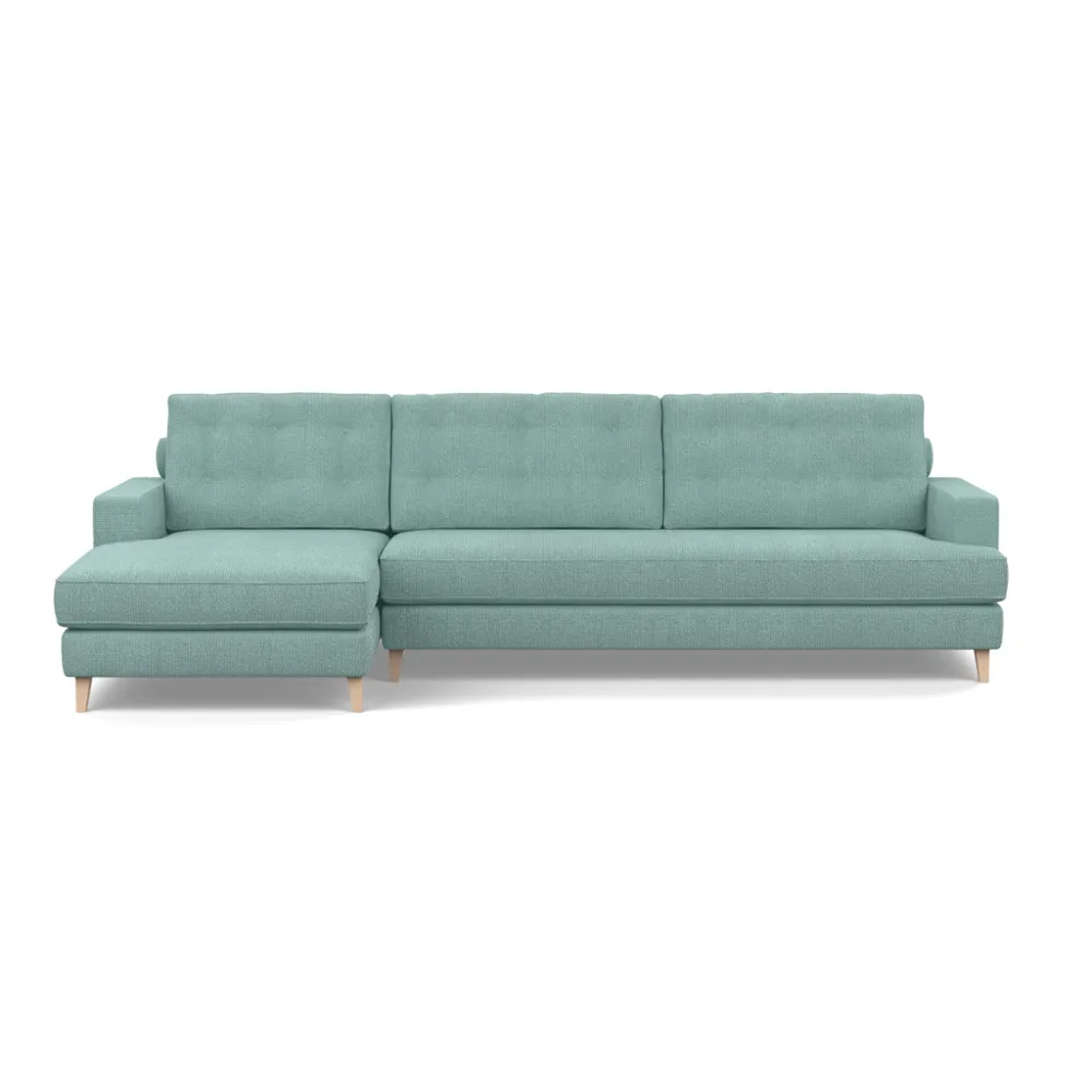 Heal's Mistral Left Hand Facing Corner Sofa Tejo Recycled Teal Natural Feet