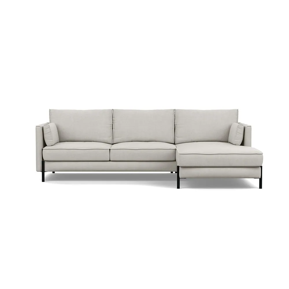 Heal's Tortona Right Hand Facing 4 Seater Corner Chaise Capelo Linen-Coton Sea Salt Black Feet 1