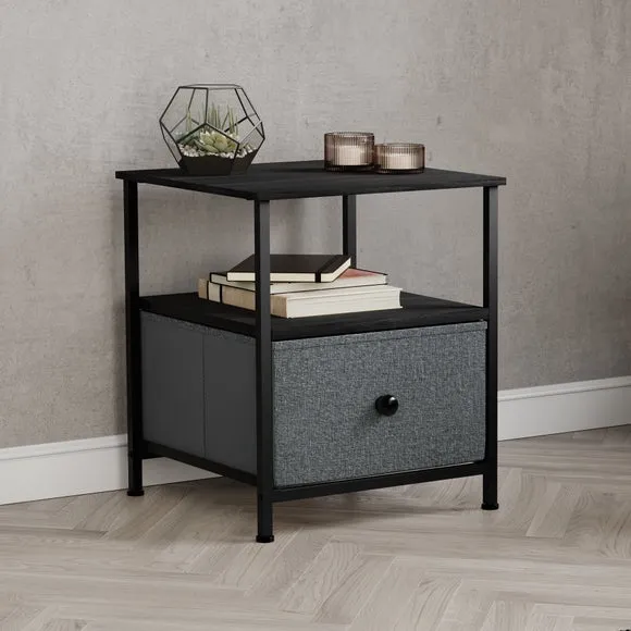 Maye 1 Drawer Fabric Bedside Table 6