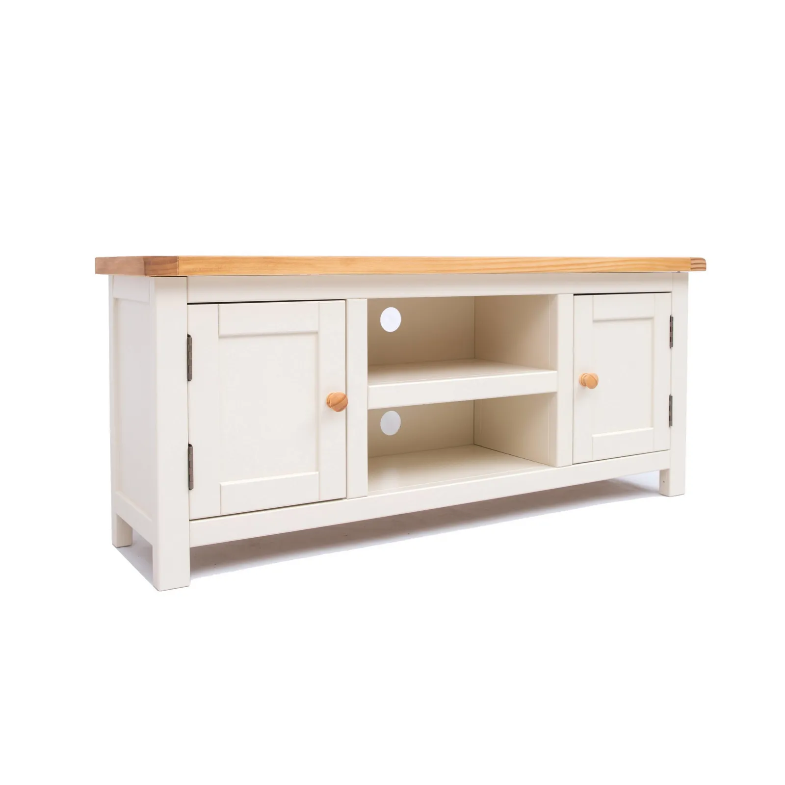 Cabinet Bits Maggiori Off-White 2 Door TV Cabinet Wood Knob 2