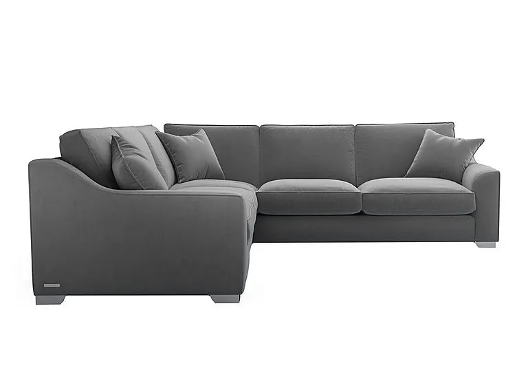 Isobel Large Fabric Corner Fibre Fill Sofa - Koala Cub with Chrome Feet
