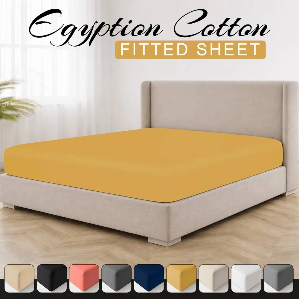 Grace 100% Egyptian Cotton 35cm Extra Deep Pocket Fitted Sheets in Yellow