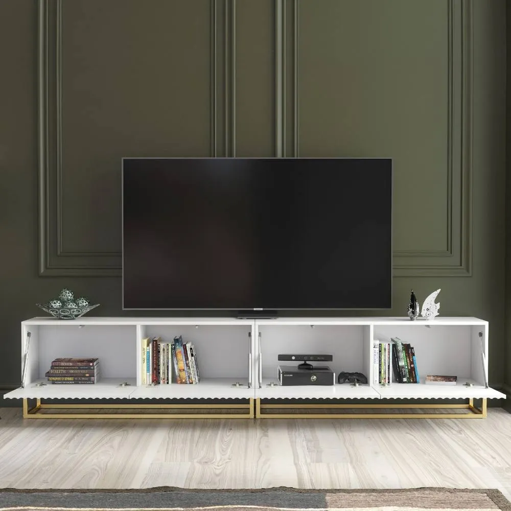 Creative Furniture Ripple Duo TV Unit 200cm - White with Fluted Doors 2