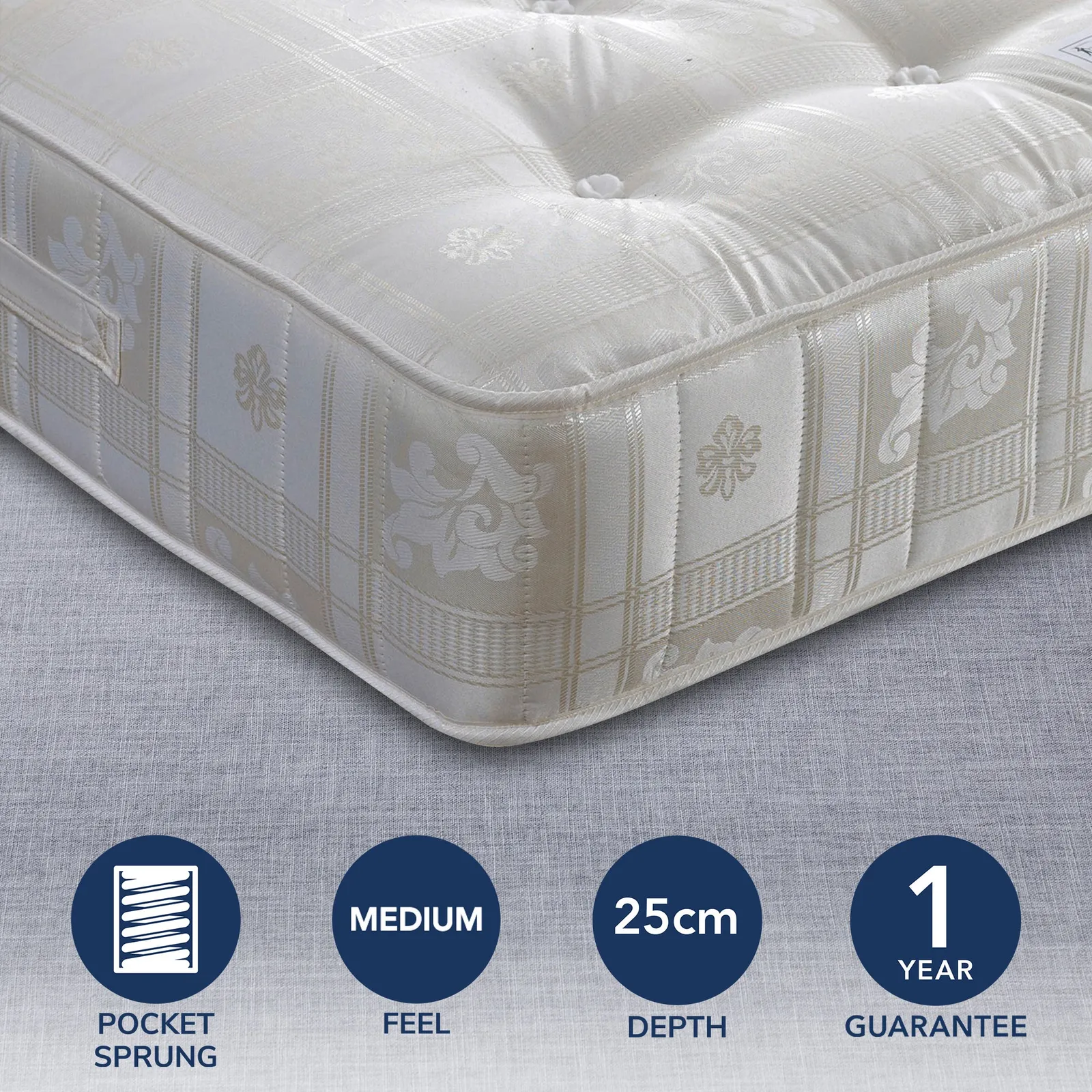 Majestic Medium 1000 Pocket Mattress White
