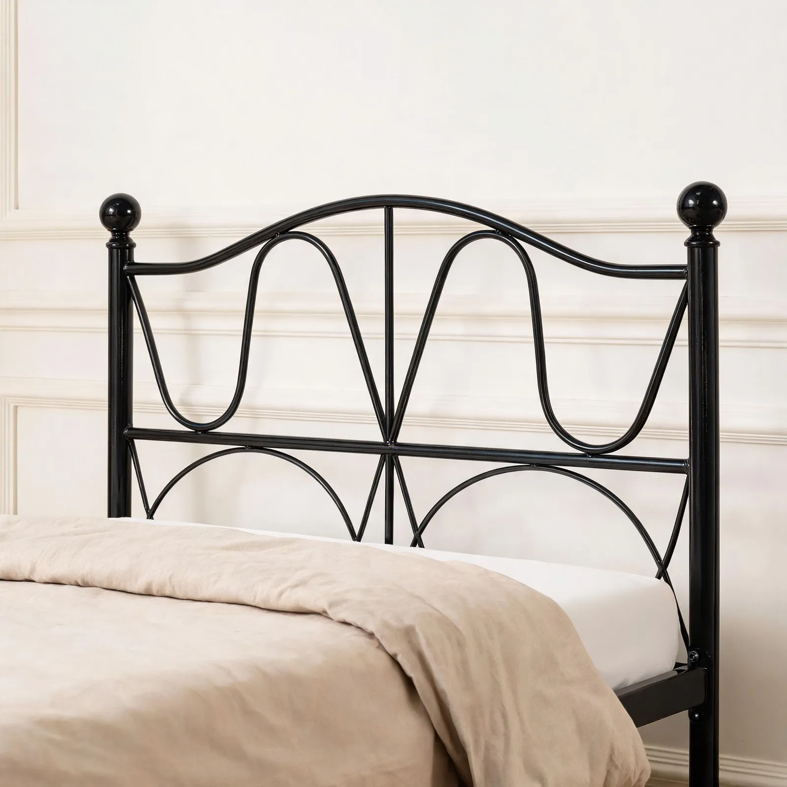 Comfy Living Ltd Scroll Effect Metal Bed Frame in Black 4