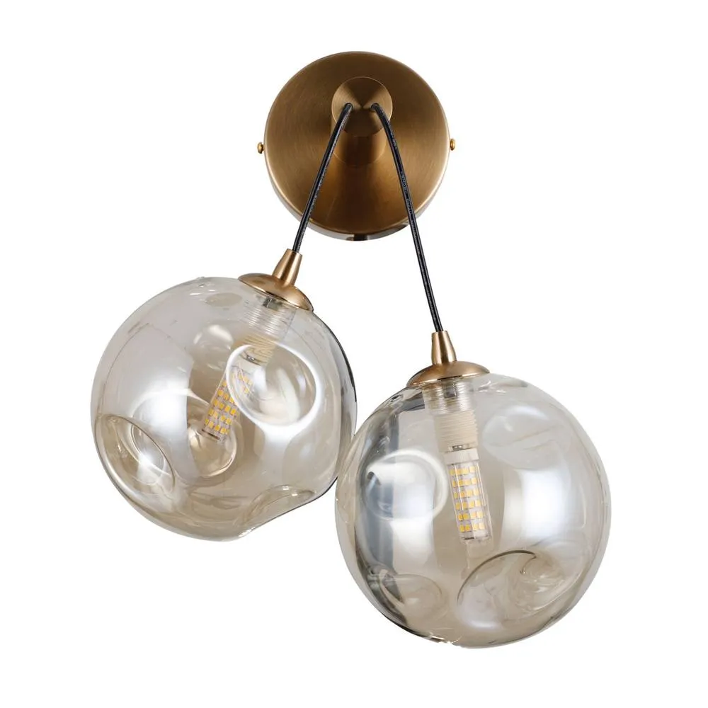 Netlighting Perlos Globe Wall Lights Honey Brass 2xG9 in Gold 2