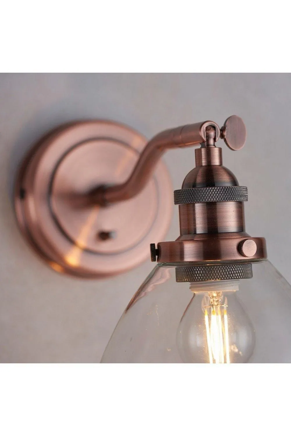 Netlighting Hansen 1 Light Wall Glass Aged Copper Plate E14 in Clear 5