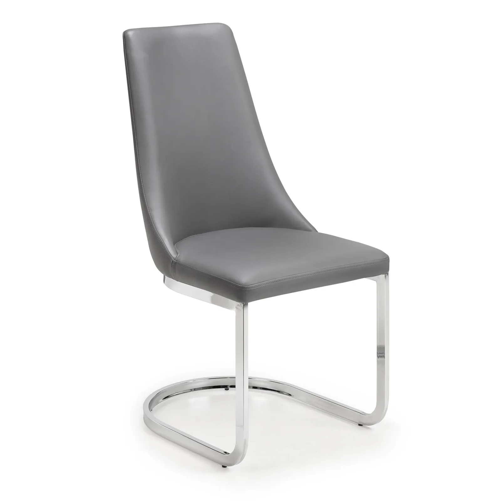 Como Set of 2 Dining Chairs, Grey Faux Leather