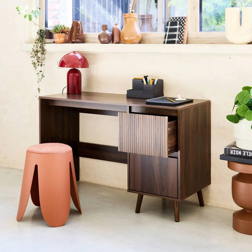 sweeek Scandinavian desk wood decor 2 drawers in Dark Brown 4