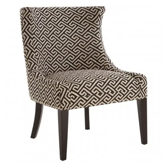 Trento Fabric Upholstered Accent Chair In Beige And Black