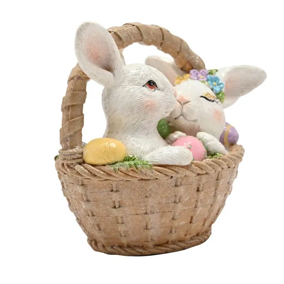 Eggstraordinary Gift Co. Bunnies in a Basket Ornament 2