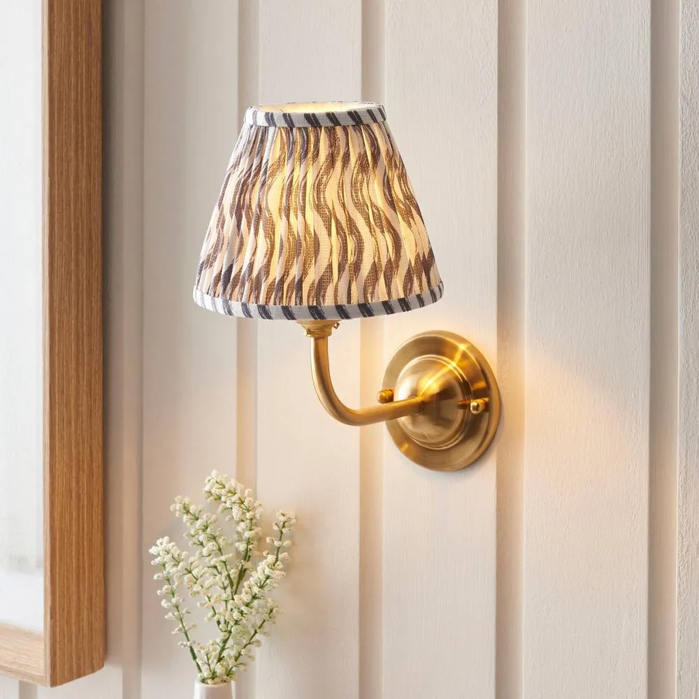 Netlighting Dome Arc Wall Light Grey Fabric Ripple Shade 16cm B22 2