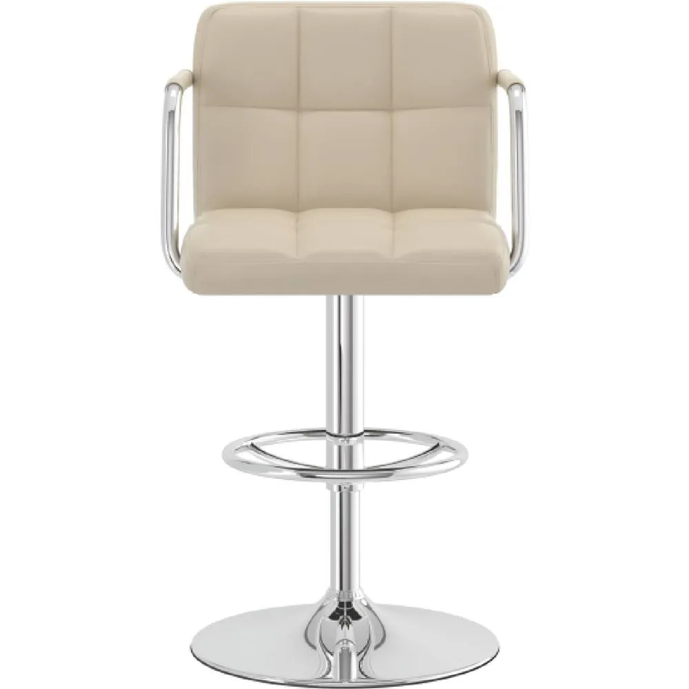 netfurniture Zazy Cream Padded Arm Bar Stool - Adjustable Cream Seat 2