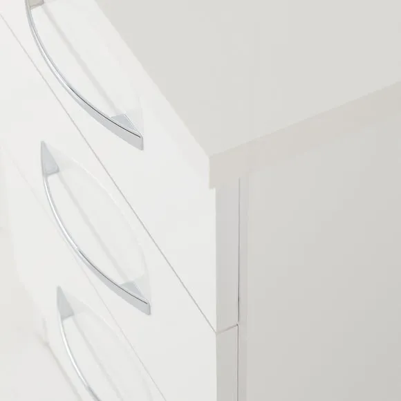 Return - Nevada 3 Drawer Bedside Table, White 5