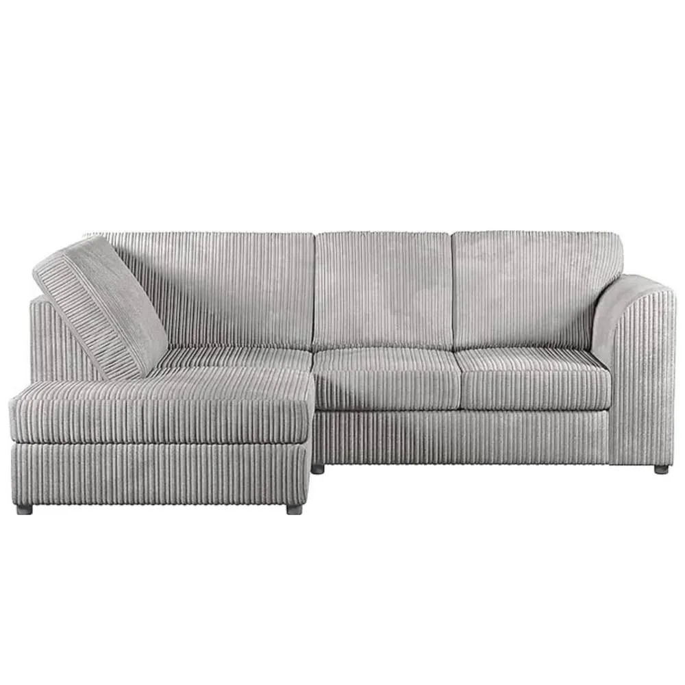 Bliss Furniture Jumbo Cord High Back Left Hand 4 Seater Corner Sofa in Silver