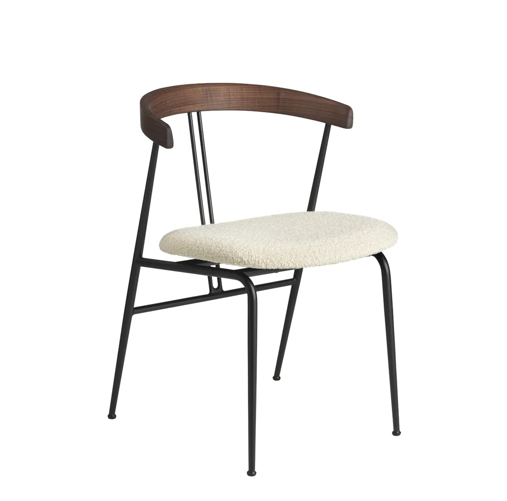 Gubi Violin Dining Chair Seat in Karakorum 001 American Walnut Oiled Backrest 3