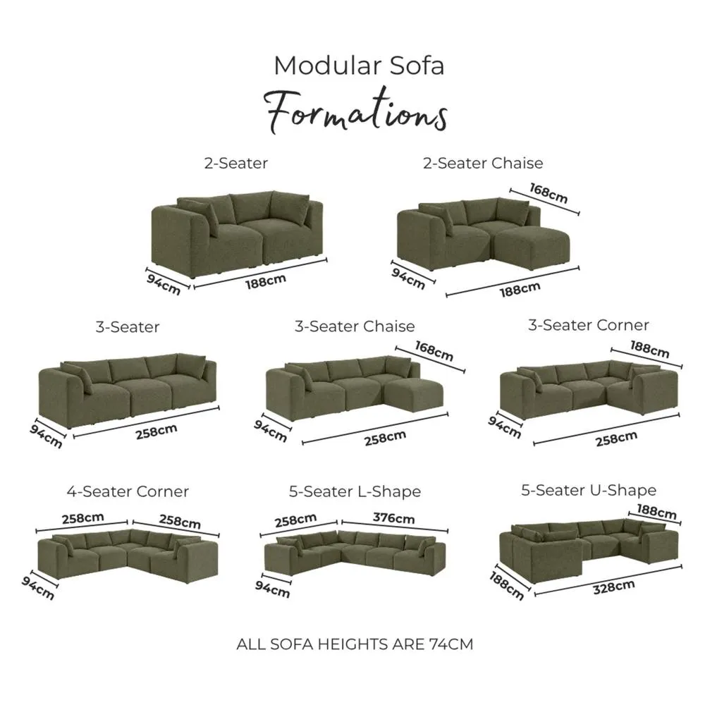 FurnitureboxUK Drift Boucle Fabric 2 Seater Modular Chaise Sofa in Cream 2