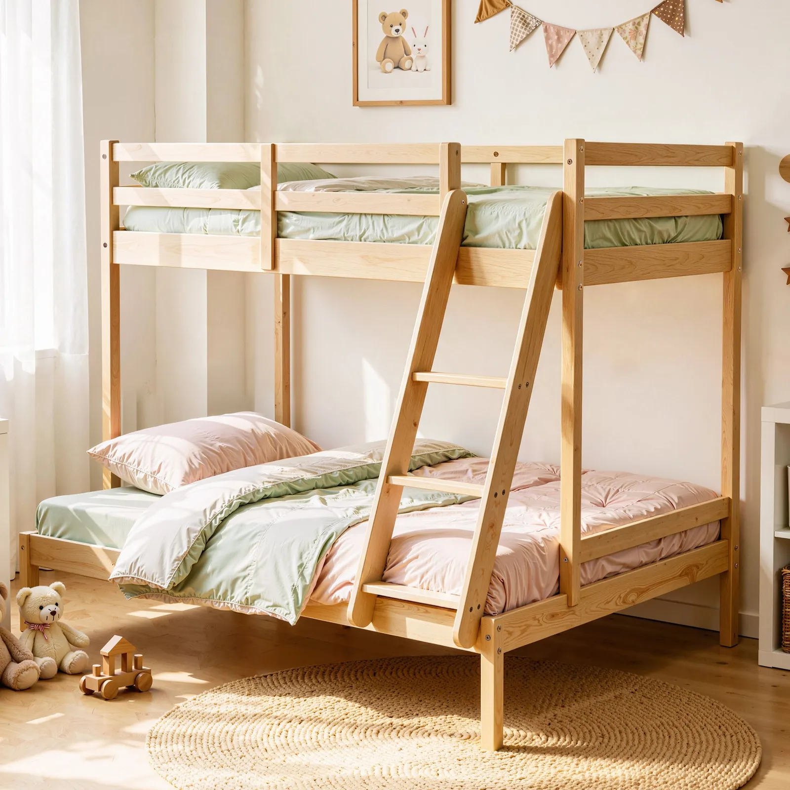 Comfy Living Ltd Wooden Triple Bunk 3ft/4ft In Various Colours in Natural