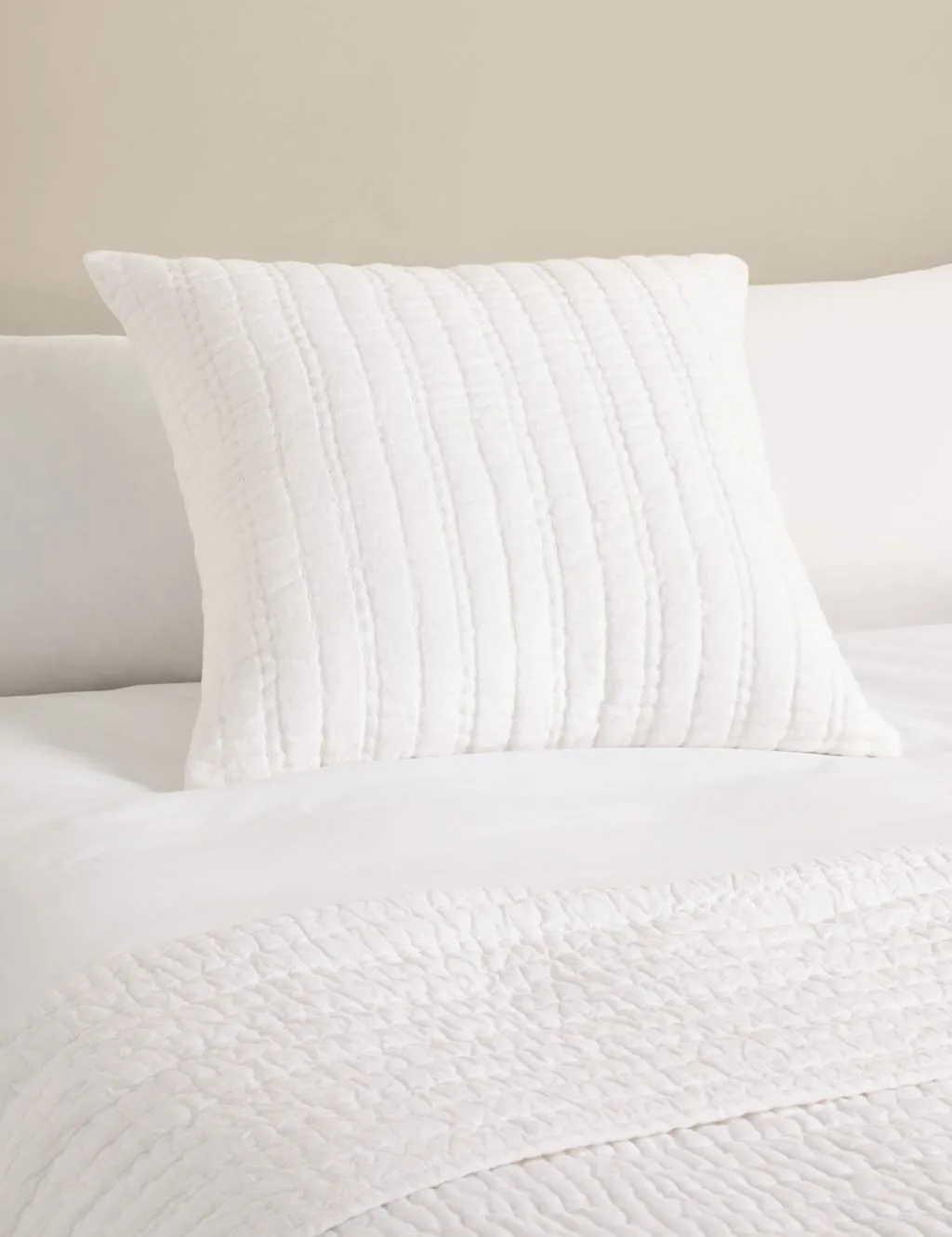 M&S Pure Linen Textured Large Decorative Cushion White