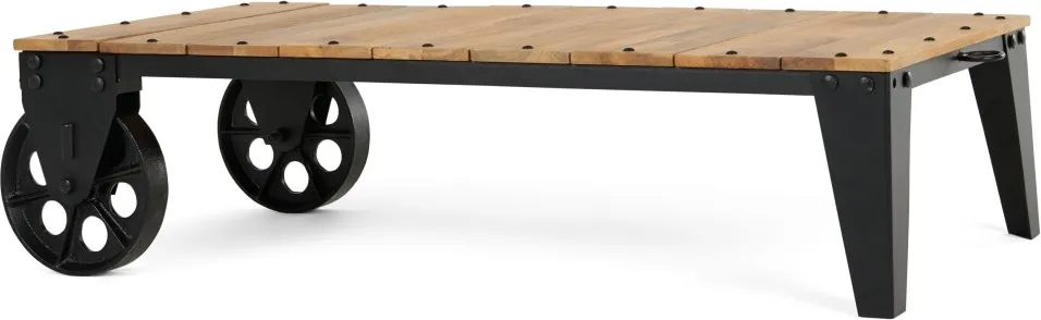 Humphrey Industrial Coffee Table, Wood and Antique Gunmetal