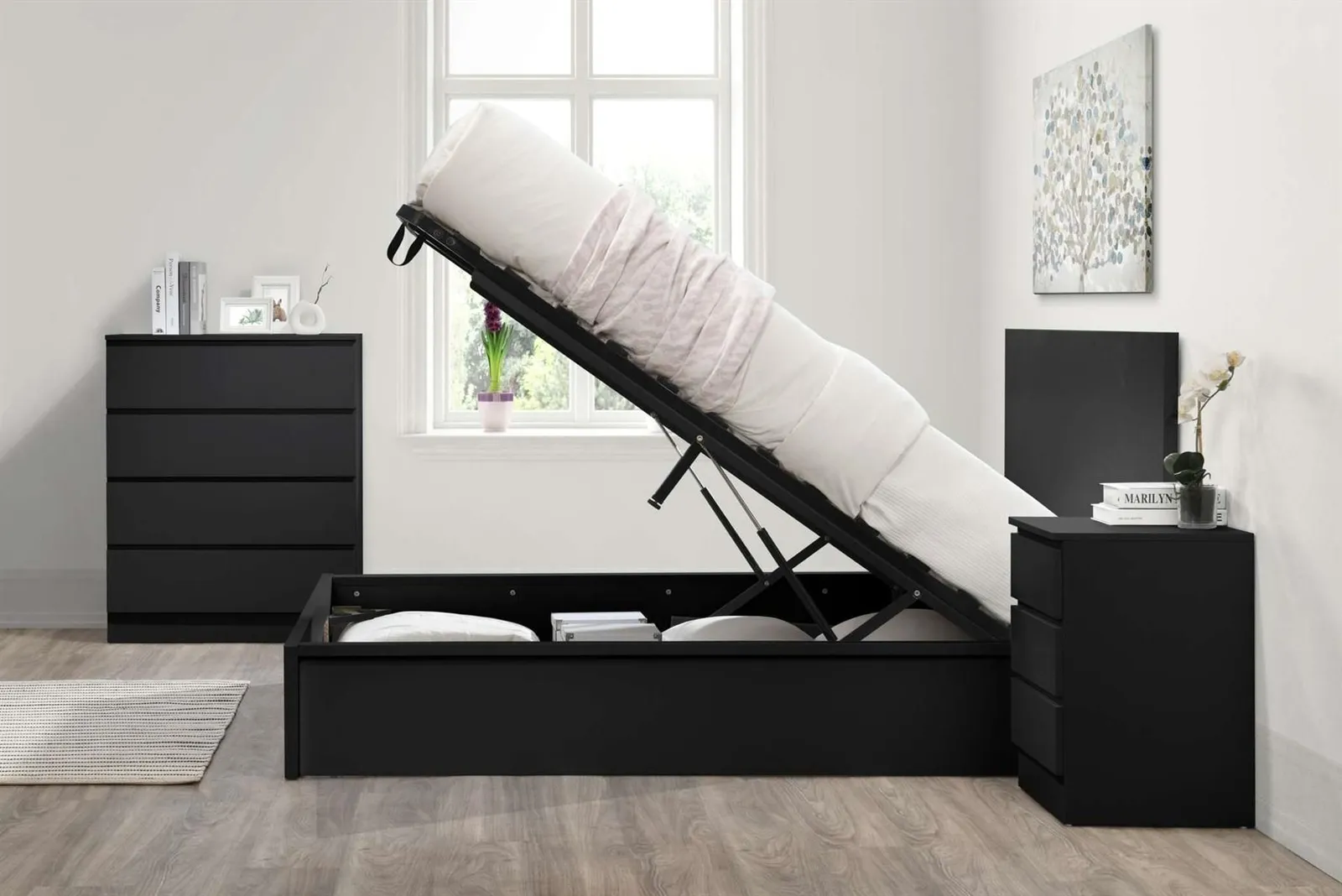 Birlea Ottoman Bed Frame Storage Oslo Gas Lift Black Grey White 3