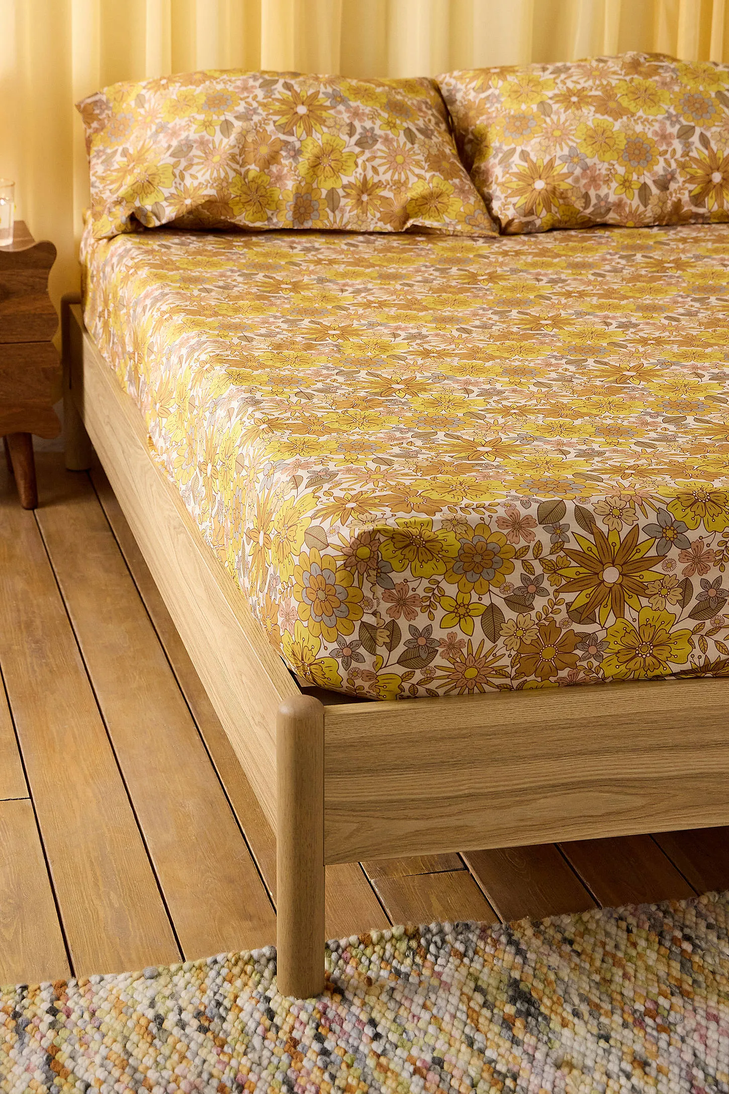 Clara Fitted Sheet & Pillowcase Set - Dark Yellow 3