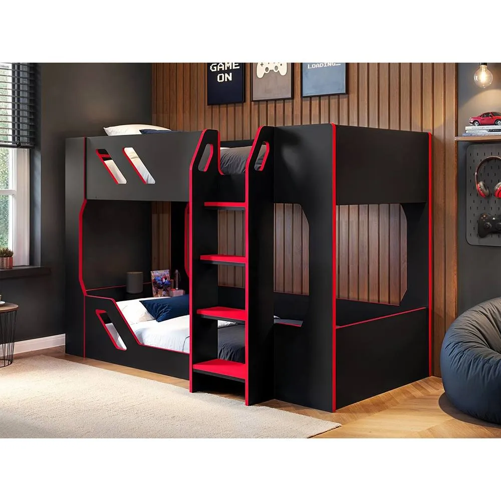 Flair Shuttle Gaming Bunk Bed Black & Red