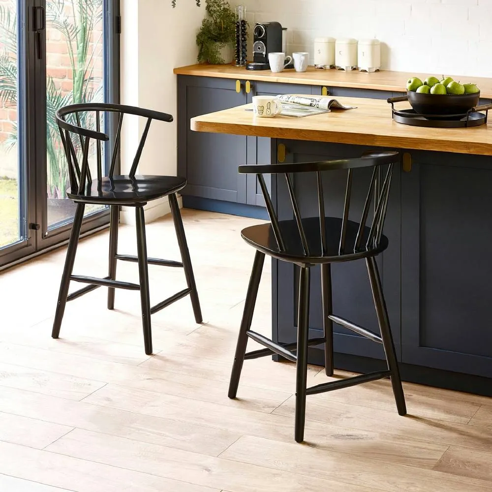 netfurniture Mayfair Black Solid Wood Bar Stool 2