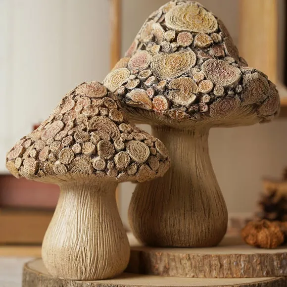 Country Living Wood Effect Mushroom Ornament 4