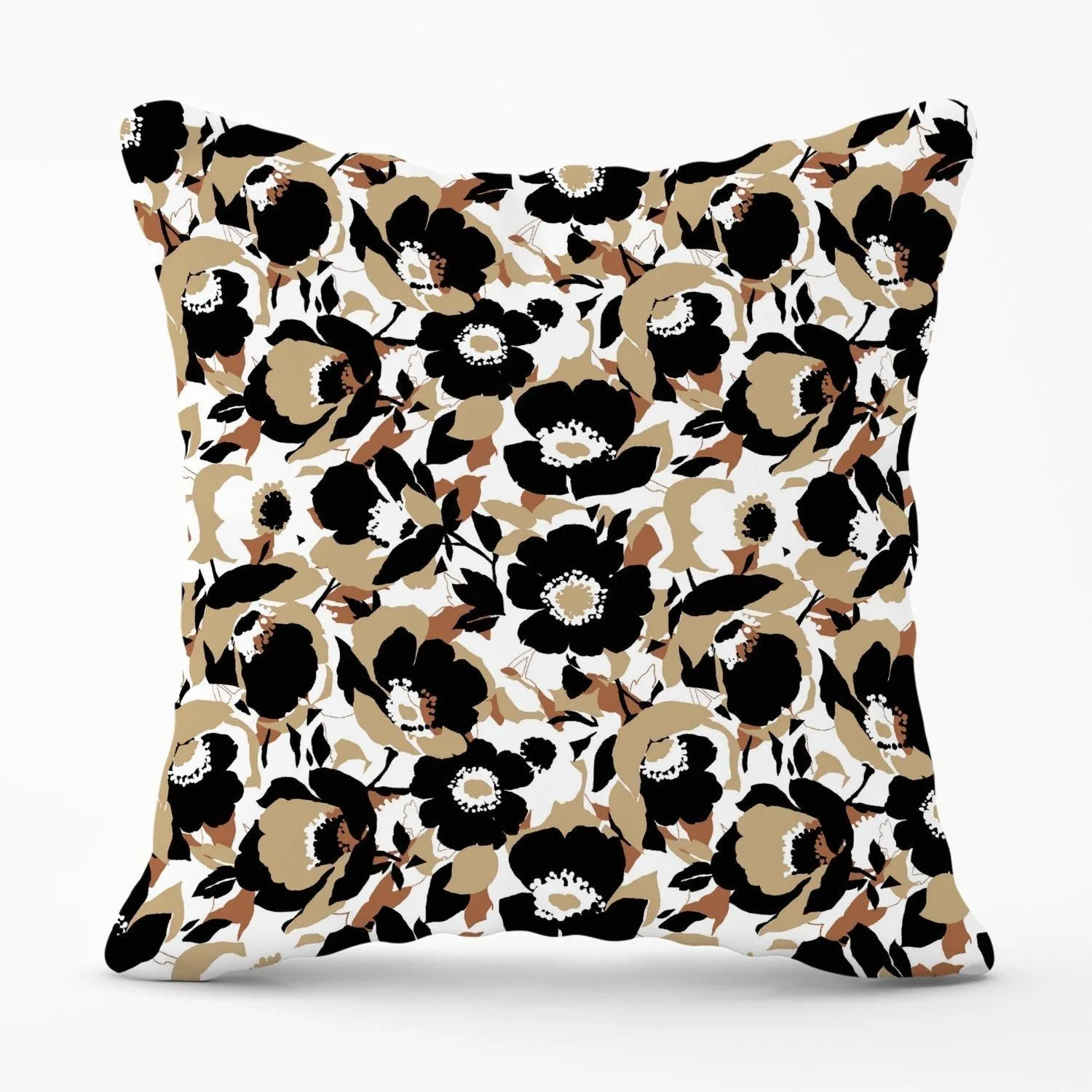 Warren Reed - Designer Modern Flower Pattern Outdoor Cushion in Brown