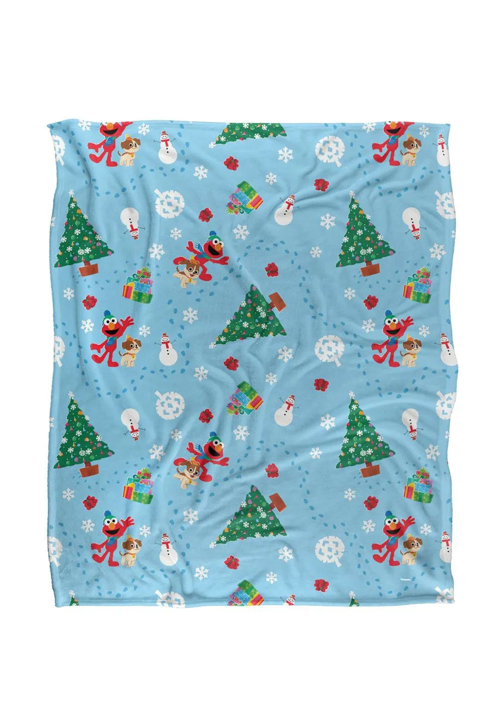 Sesame Street Holiday Footprints In The Snow Pattern Silky Touch Super Soft Throw Blanket 152 X 127 cm in White