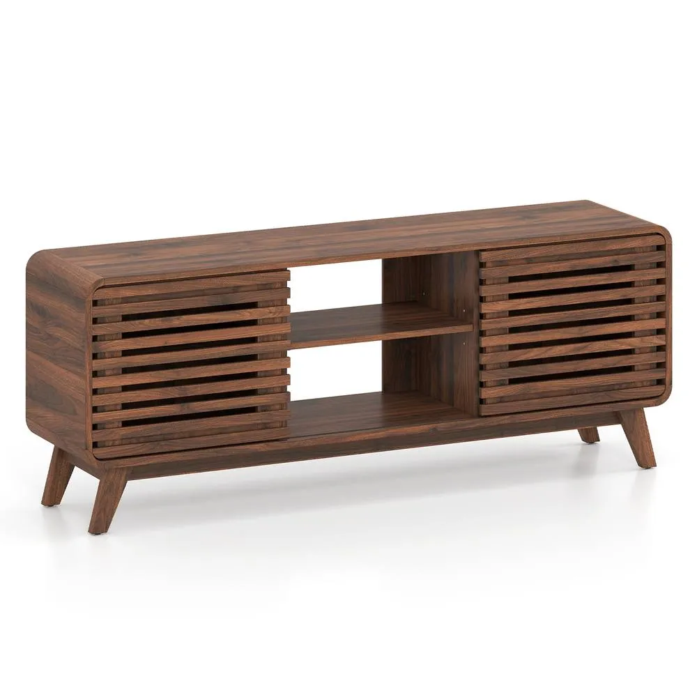 Costway TV Stand for 65" TVs Mid Century Modern Entertainment Center in Brown 5