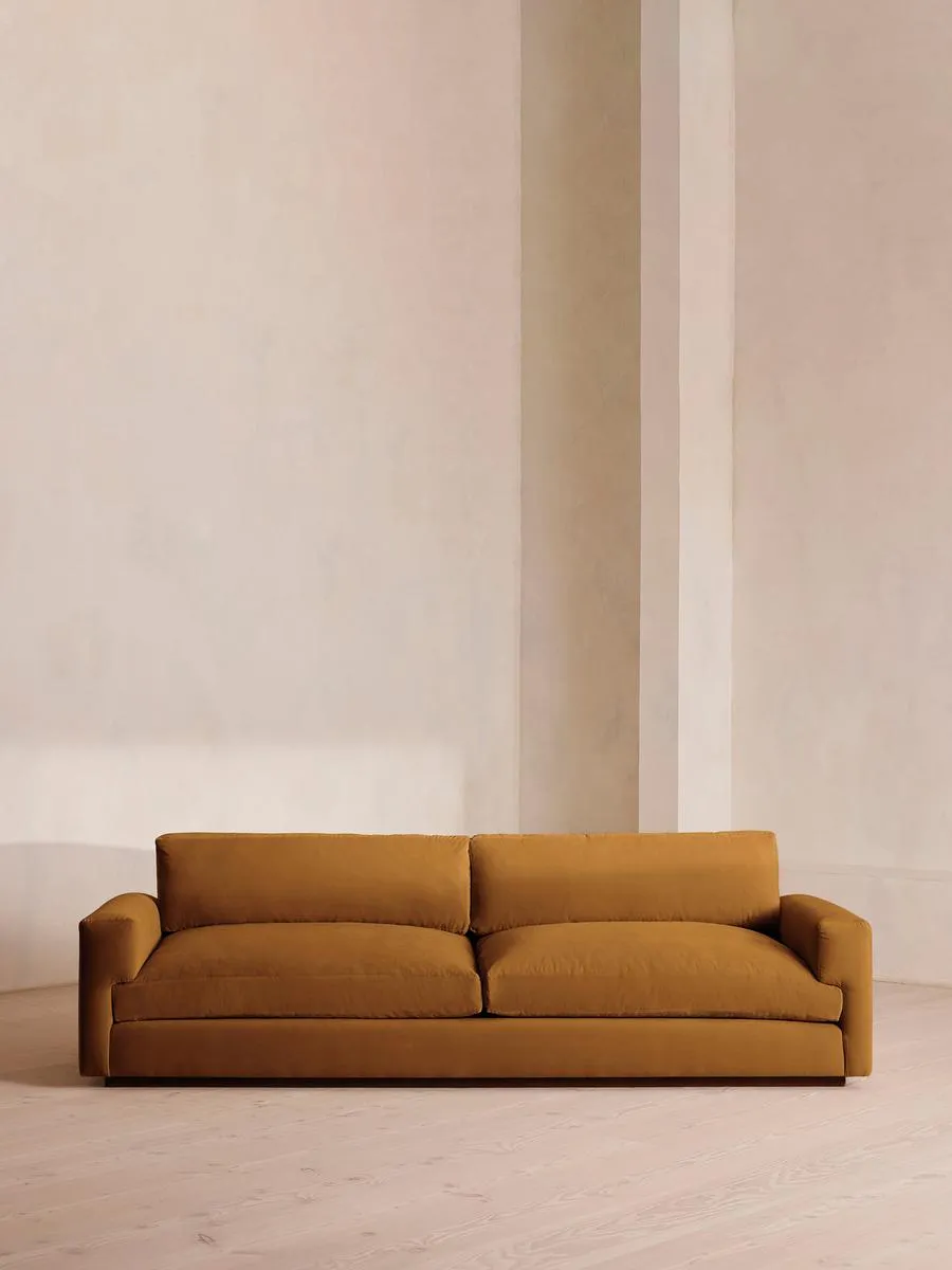 Mossley Four Seater Sofa, Velvet, Mustard