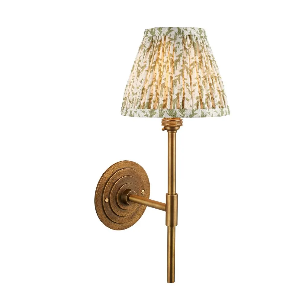 Netlighting Halo Tall & Leaf 16cm Wall Lamp Antique Brass Herb Garden Green in Gold