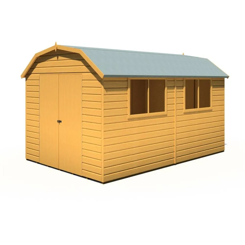 Shires Barn 12x8 DD Premium Sheds - L257.4 x W371.4 x H225.6 cm in Light Tan 4