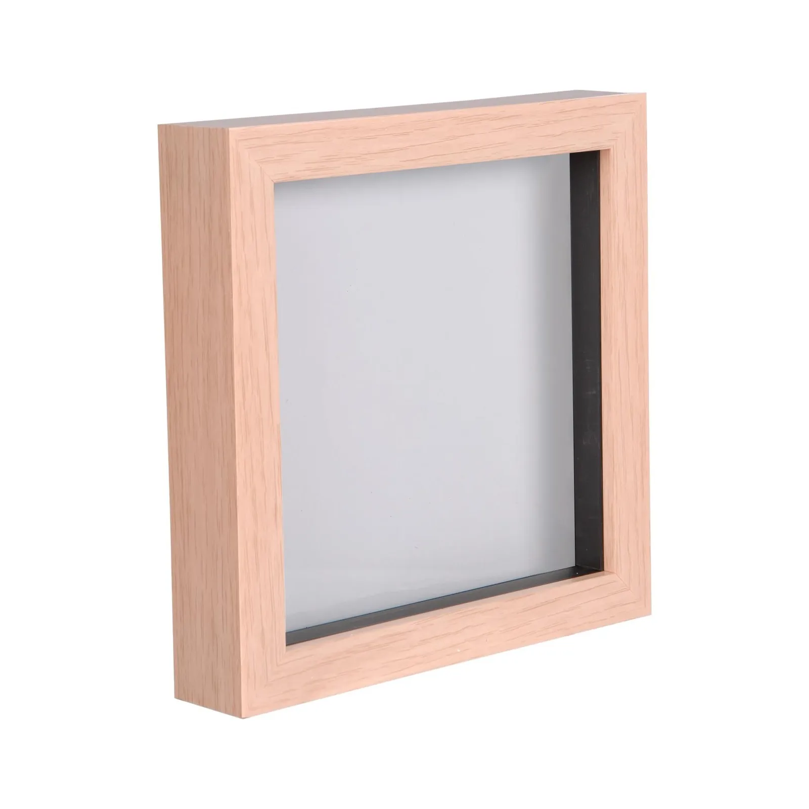 Nicola Spring 3D Box Photo Frame - 6" x 6" - White in Light Brown