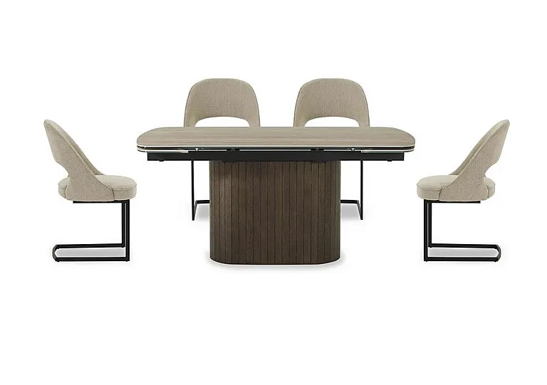 Tiber Draw Leaf Extending Dining Table with 4 Cantilever Chairs - 160-cm