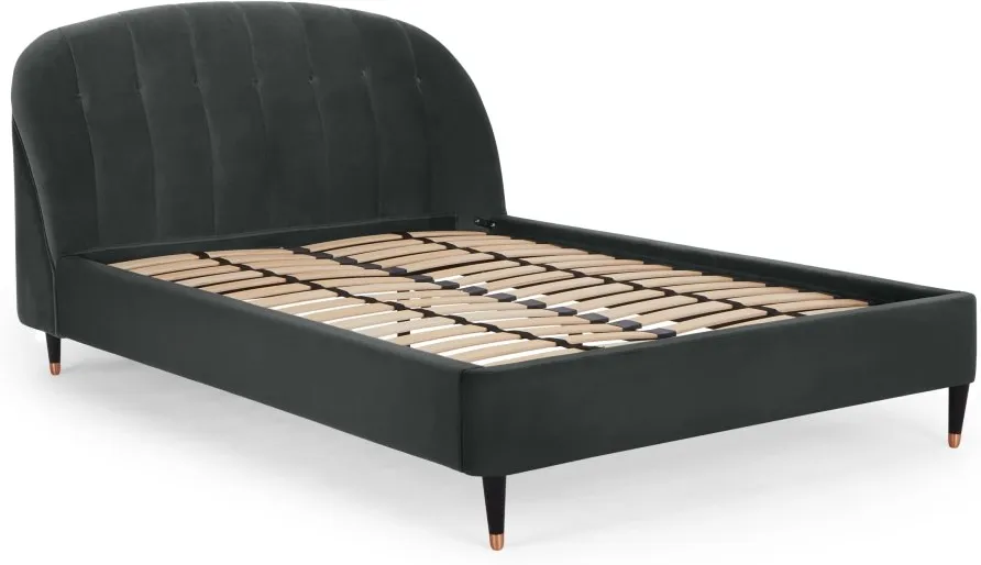 Margot Double Bed, Midnight Grey Velvet
