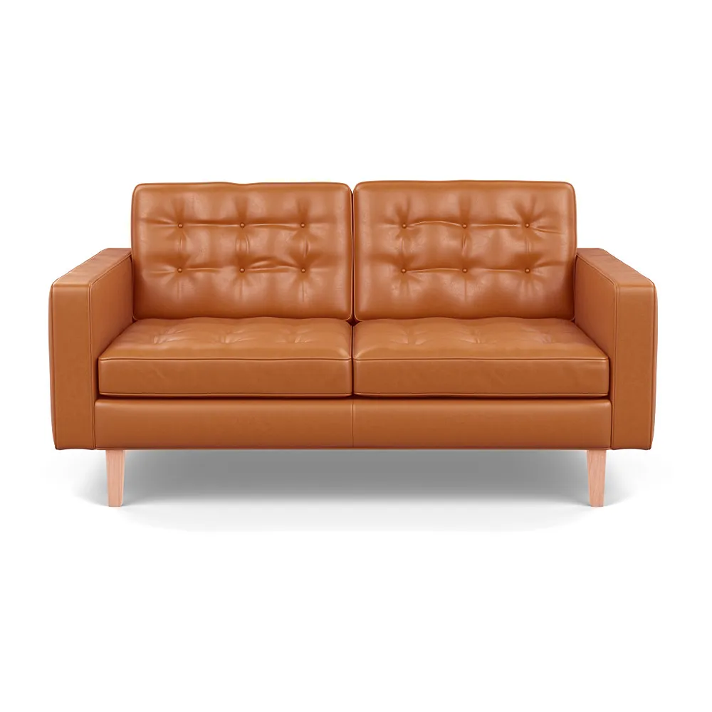 Heal's Hepburn 2 Seater Daino Leather Treacle Natural Feet 1