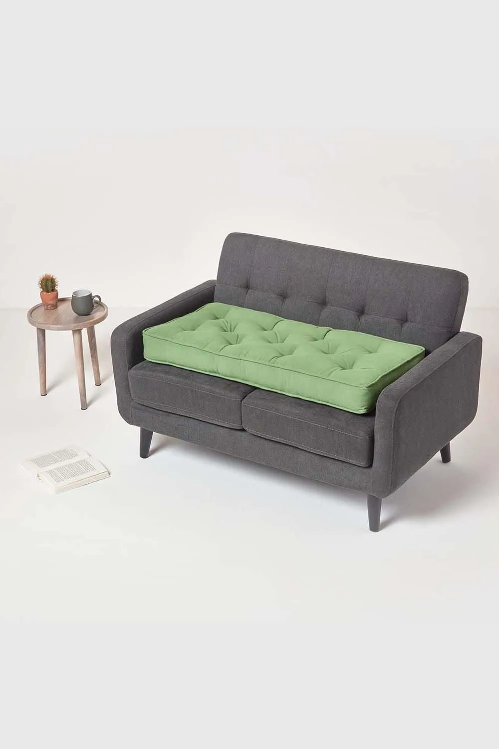 Homescapes Cotton 2 Seater Booster Cushion in Dark Green 6