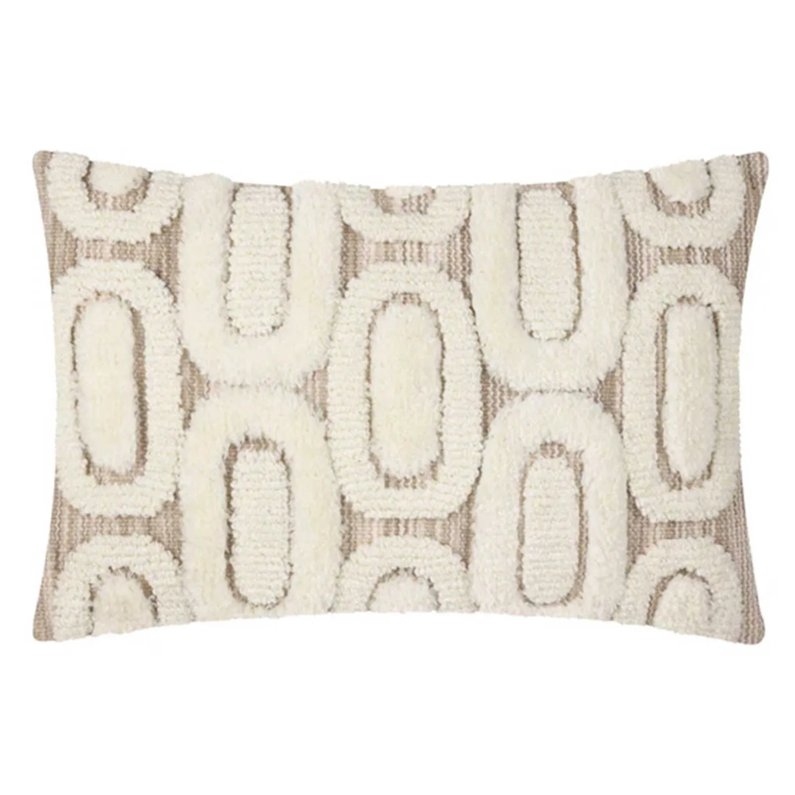 Natural Oval Patterned Cushion, Square, Neutral Polyester | Barker & Stonehouse