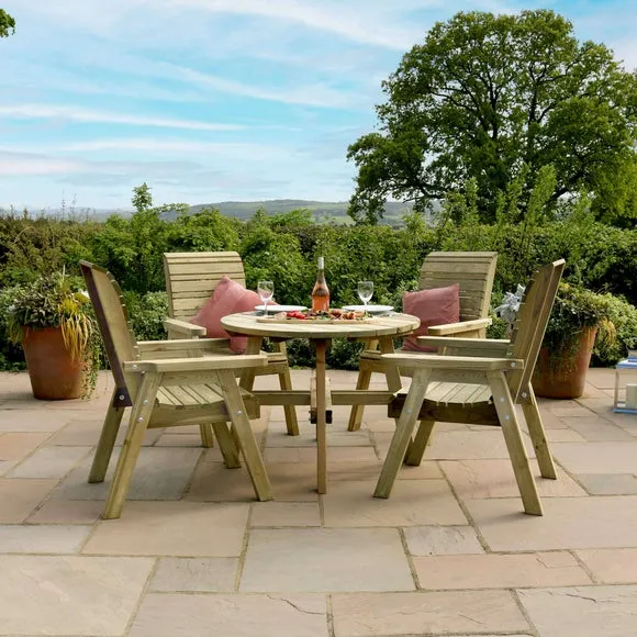 Freya 4 Seater Round Wooden Garden Dining Set