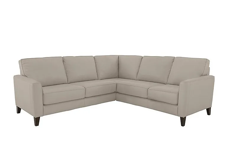 Brondby Large Leather Corner Sofa - Silver Grey