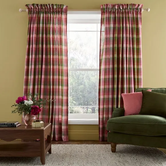 Vintage Gingham Frill Slot Top Curtains 2