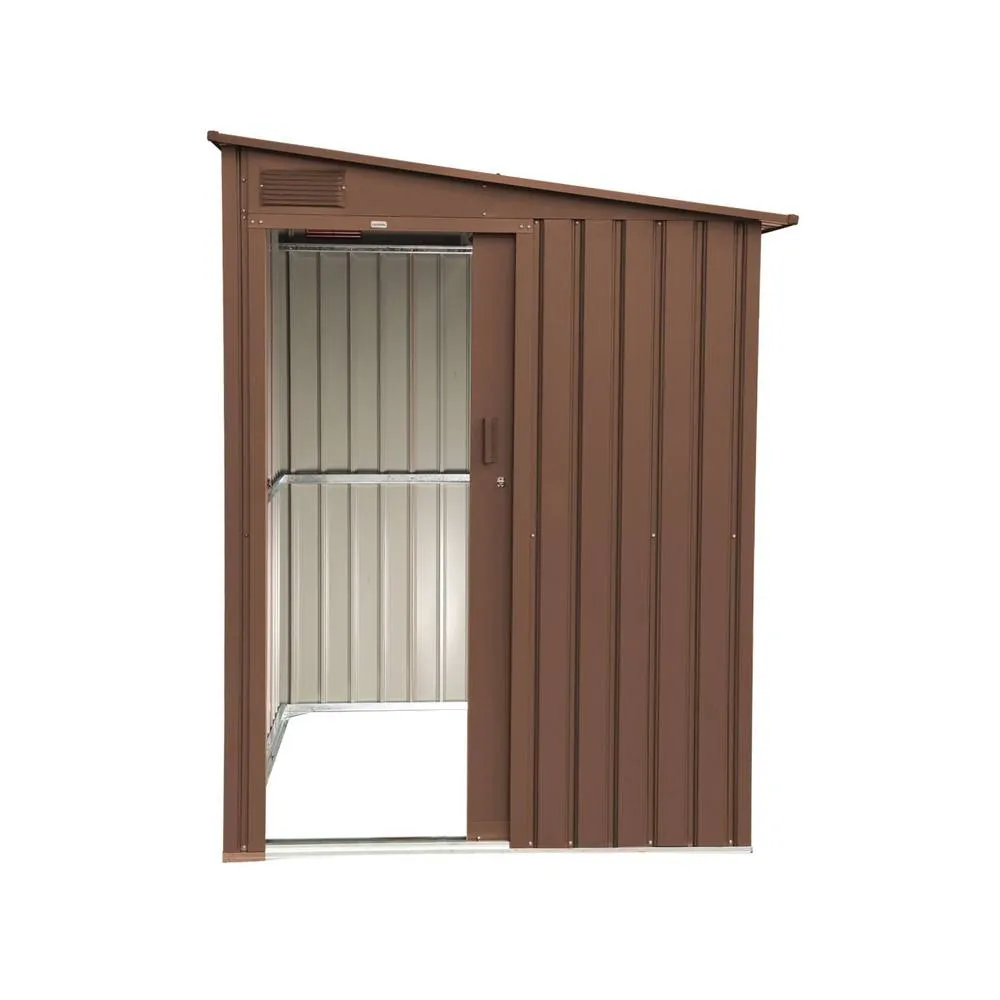 sweeek Garden shed lean to shed 2.91m² galvanized steel with sliding door in Terracotta 6