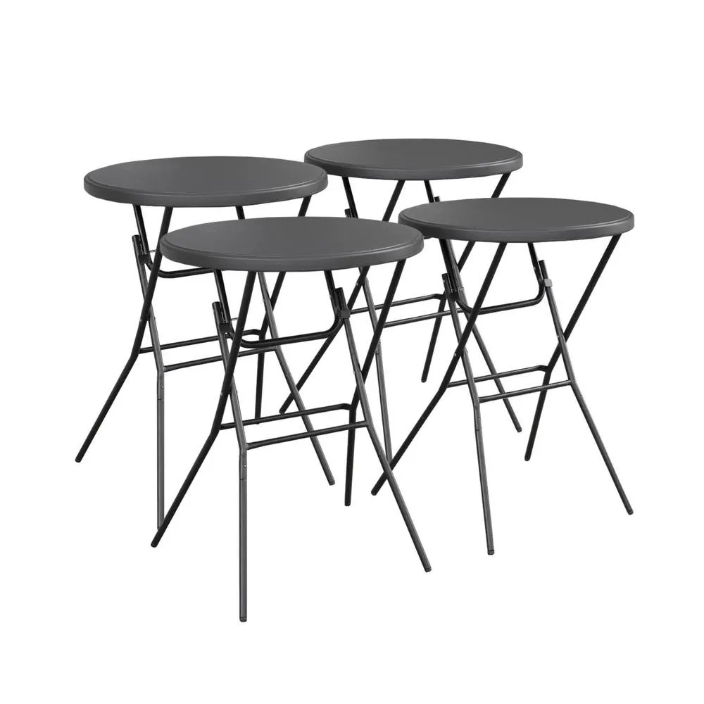 sweeek High reception high table, steel folding table (set of 4) in Dark Grey