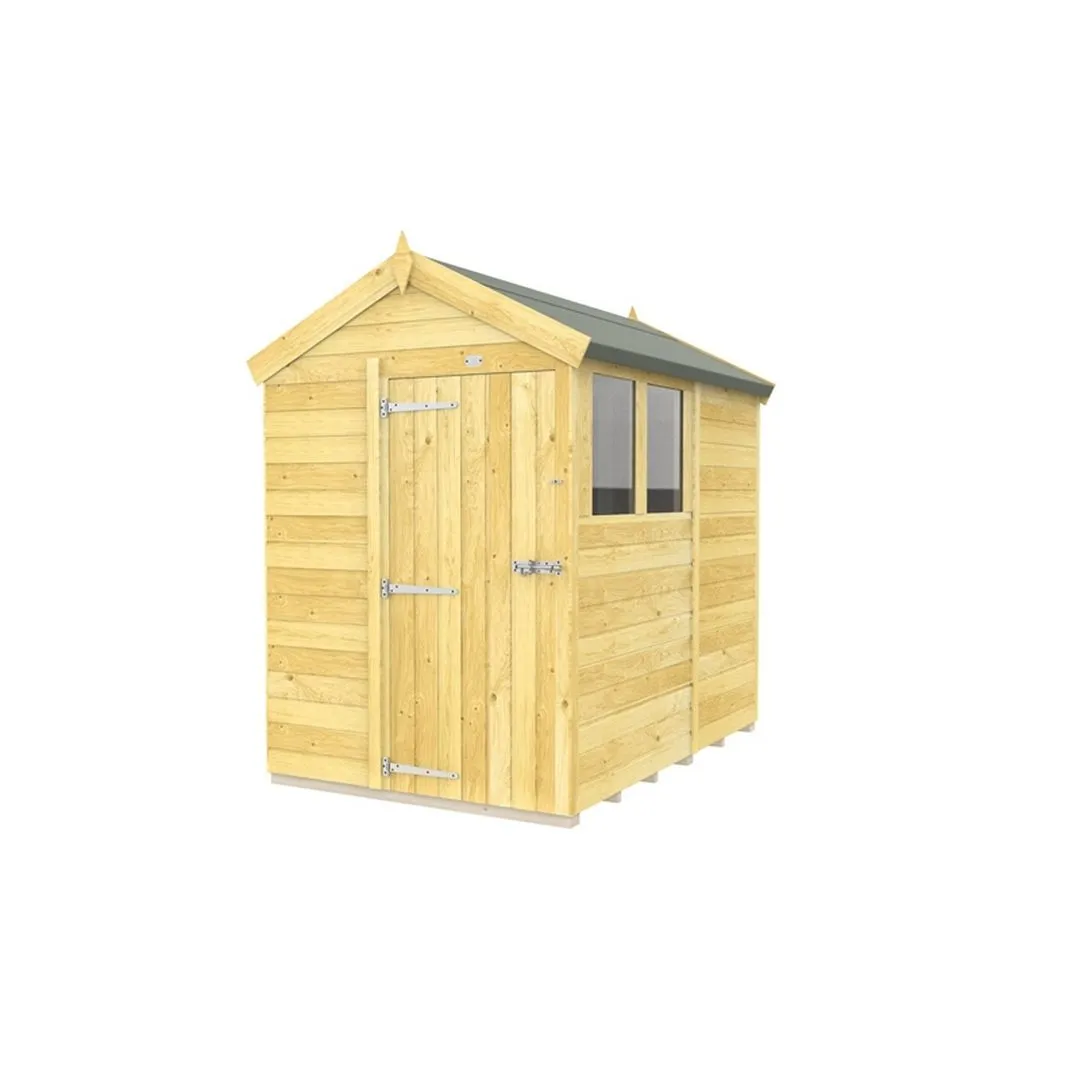 Buttercup Farm 5 x 7 Feet Apex Shed - Single Door W/ Windows - L214 x W147 x H217 cm in Brown
